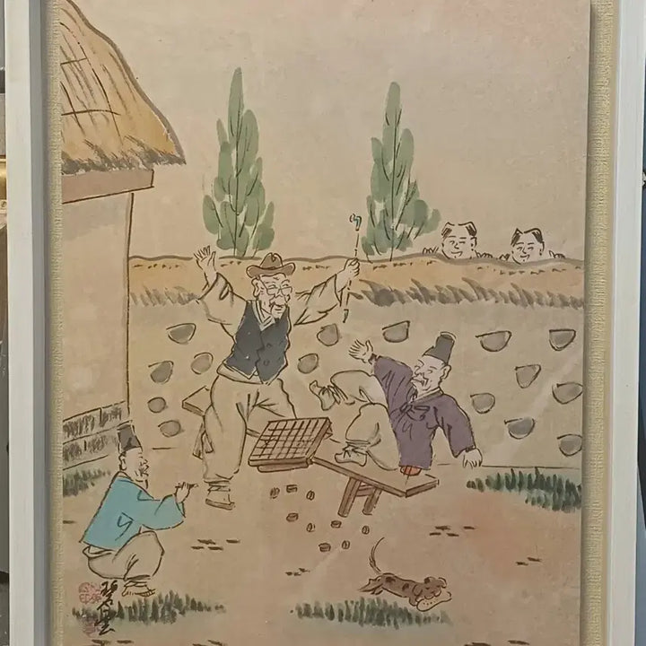 [BUNJANG] Shin Young-sung "Wall Cloud" Korean Folk Painting Framed Art / 동양화 액자 벽운 신영성의 풍속화