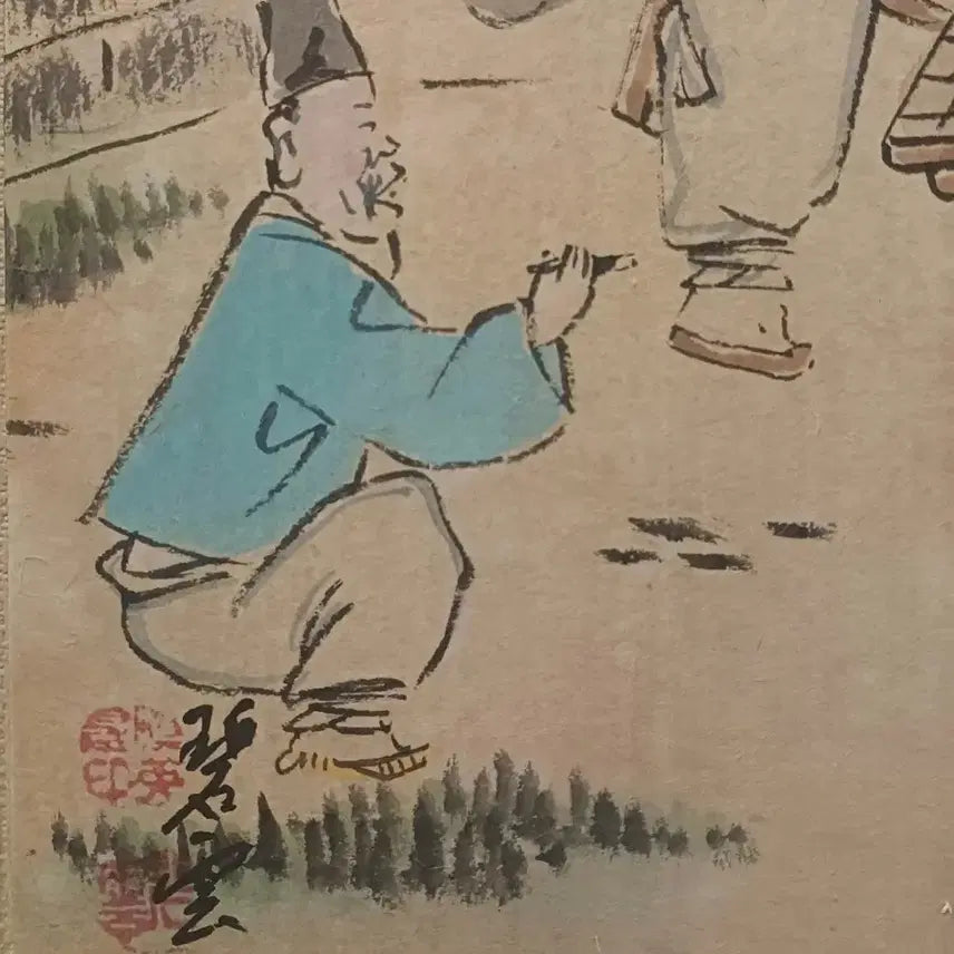 [BUNJANG] Shin Young-sung "Wall Cloud" Korean Folk Painting Framed Art / 동양화 액자 벽운 신영성의 풍속화