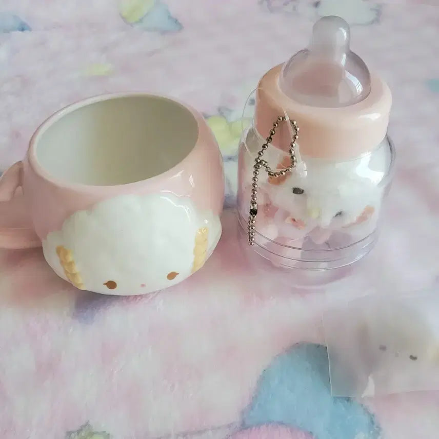 [BUNJANG] Sanrio Corgi Myu Baby Mug Bottle Doll / 산리오 코기뮹 머그컵 젖병 인형 베이비