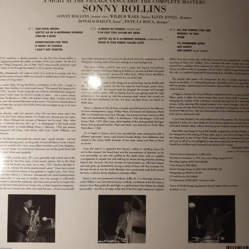 [BUNJANG] Sonny Rollins Village Vanguard Live Complete Masters L 3LP / 소니 롤린스 빌리지 뱅가드 라이브 블루노트 1581 컴플리트 마스터즈 L
