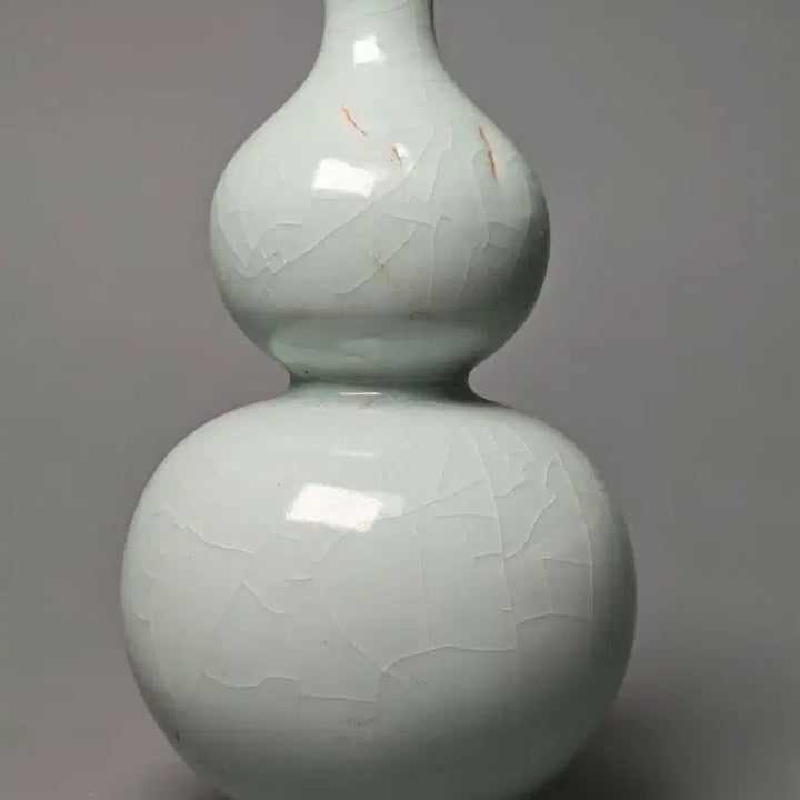 [BUNJANG] Late Ming Dynasty Celadon Glazed Twin-Gourd Vase - Chinese Porcelain Antique / [진품] 명대 말기 출토품 용천요 청자 빙렬유 호리병 중국도자기 골동품