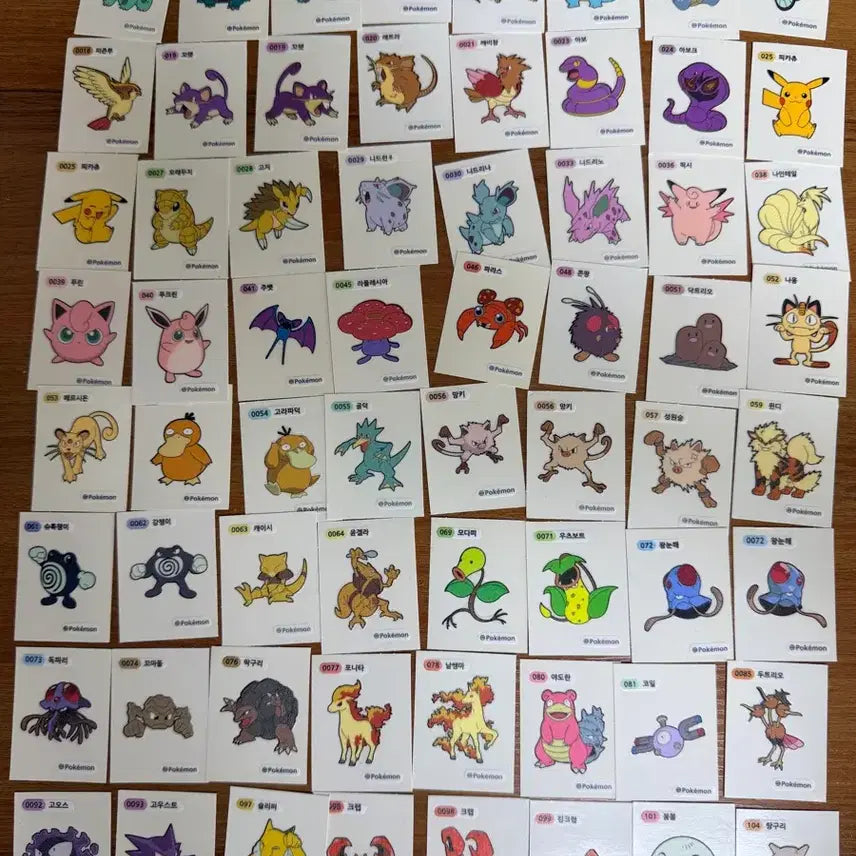 [BUNJANG] Pokemon 1st Generation Stickers Bundle Set (87 pcs, No Duplicates) / 포켓몬스터 1세대 띠부씰 노중복 89개(피카츄 파이리 파이어 꼬북이 등)