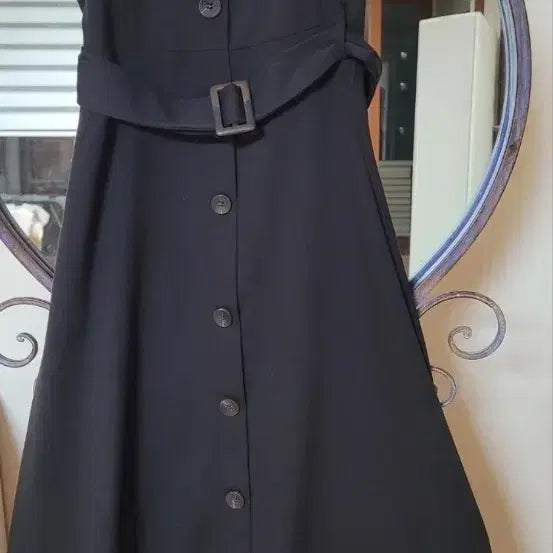 [BUNJANG] Black Trench Style Belted Dress / 블랙 트렌치 스타일벨트 원피스