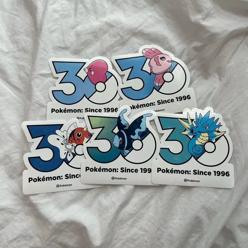 [BUNJANG] Pokemon 30th Anniversary Logo Sticker Set / [포켓몬 30주년 로고 스티커] 사랑동이 맘복치 시드라 네오라이트 왕콘치