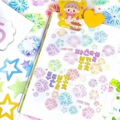 [BUNJANG] Moittoi Fireworks Pastel Two-Tone Kiss Cut Stickers (Bundle Set) / 키스컷 띵) 모이또이 불꽃놀이 파스텔 투톤 2종 일괄 다꾸 스티커