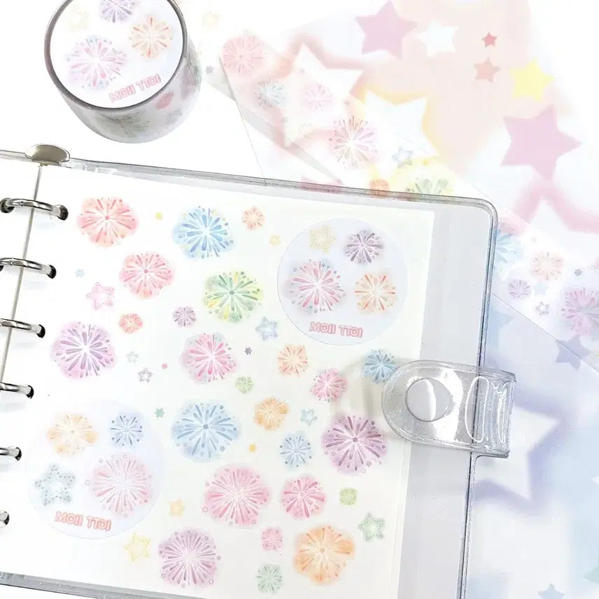 [BUNJANG] Moittoi Fireworks Pastel Two-Tone Kiss Cut Stickers (Bundle Set) / 키스컷 띵) 모이또이 불꽃놀이 파스텔 투톤 2종 일괄 다꾸 스티커