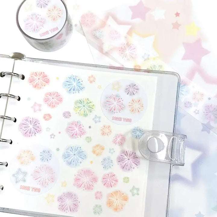 [BUNJANG] Moittoi Fireworks Pastel Two-Tone Kiss Cut Stickers (Bundle Set) / 키스컷 띵) 모이또이 불꽃놀이 파스텔 투톤 2종 일괄 다꾸 스티커