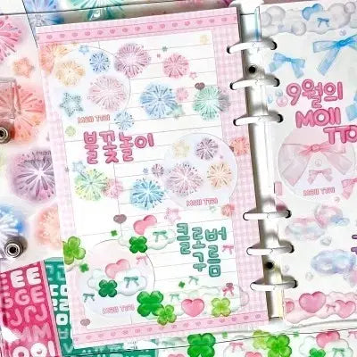 [BUNJANG] Moittoi Fireworks Pastel Two-Tone Kiss Cut Stickers (Bundle Set) / 키스컷 띵) 모이또이 불꽃놀이 파스텔 투톤 2종 일괄 다꾸 스티커