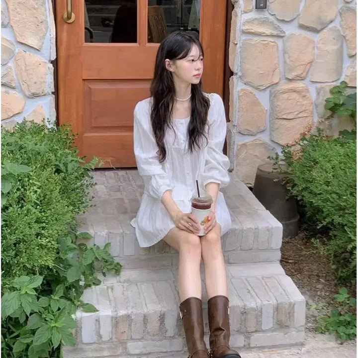 [BUNJANG] Shopperland Pretzel Punching Shirring Tie Set Blouse / 쇼퍼랜드 프레즐 펀칭 셔링 타이세트 블라우스