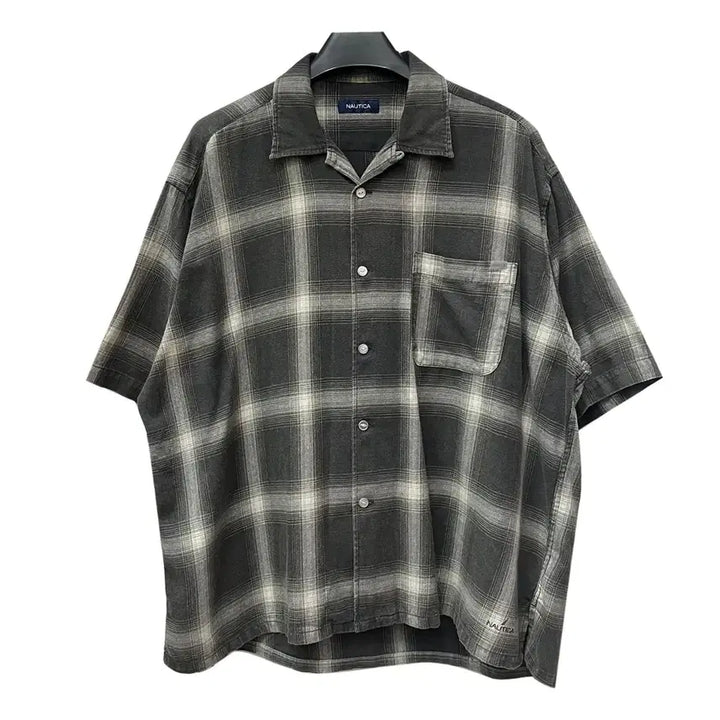 [BUNJANG] Nautica Japan Bleach Ombre Check Oversized Short Sleeve Shirt 95 / 노티카 재팬 블리치 옴브레 체크 오버핏 반팔 셔츠 95