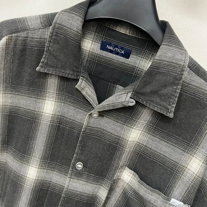 [BUNJANG] Nautica Japan Bleach Ombre Check Oversized Short Sleeve Shirt 95 / 노티카 재팬 블리치 옴브레 체크 오버핏 반팔 셔츠 95
