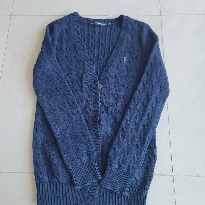 [BUNJANG] Polo Ralph Lauren Cable Knit Cardigan Navy Cotton 100% / 정품 폴로 랄프로렌 케이블 니트 가디건 네이비