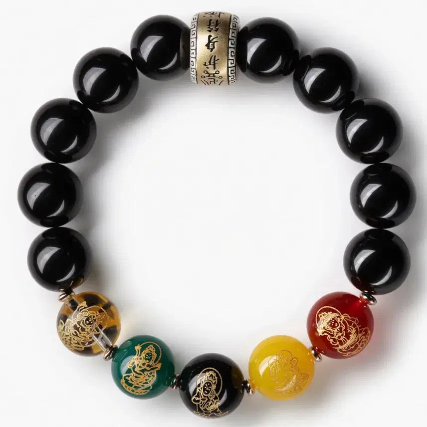 [BUNJANG] Black Agate Buddhist Prayer Beads Bracelet for Wealth and Luck / 불교 염주 팔찌 행운 재물복 재물운 흑염주 오복재신 풍수지리 행운부적