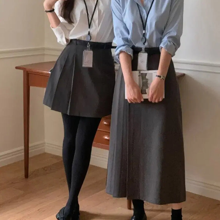 [BUNJANG] Benito Asymmetrical Pleated Skirt Belt Set Mini Skirt Black M / 베니토 언발 플리츠 스커트 미니스커트 벨트세트 블랙 m