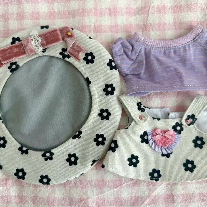 [BUNJANG] 20cm Doll Clothes Beret and Dress Set / 20cm 인형 옷 베레모 원피스 세트