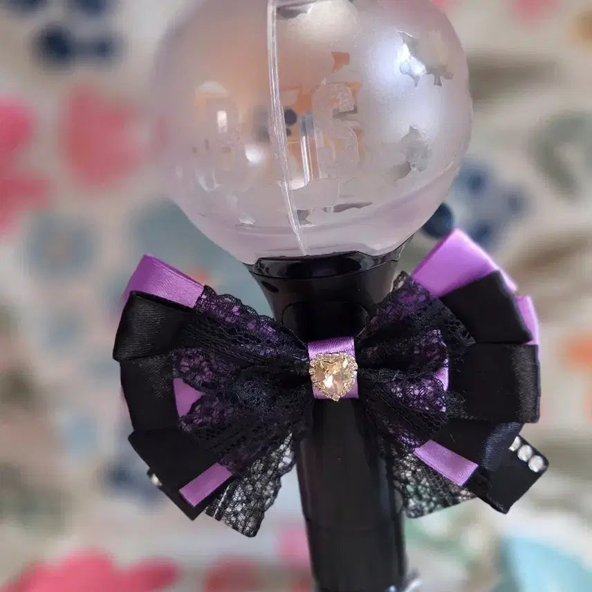 [BUNJANG] Penlight Ribbon (Black &amp; Purple) / 펜라이트 리본