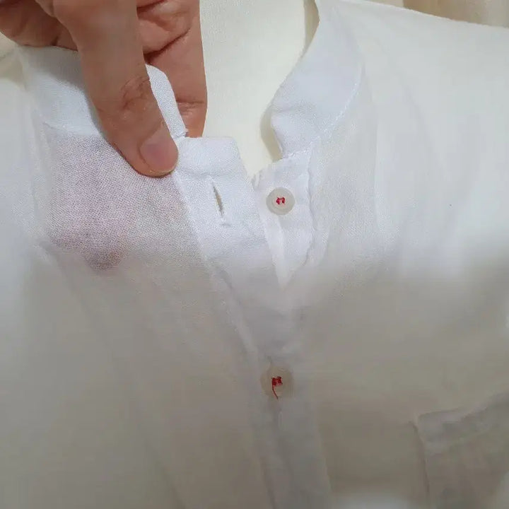 [BUNJANG] White Linen-Style Mandarin Collar Shirt / 차이나카라 남방 셔츠 흰색 린넨 스타일