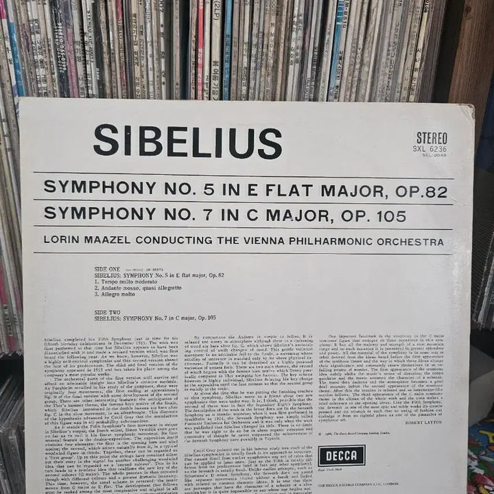 [BUNJANG] Sibelius Symphony No. 5 &amp; No. 7 LP Record / Sibelius Simphony N5 / N7 - LP