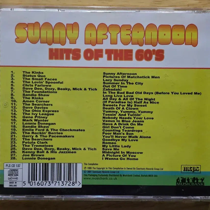 [BUNJANG] Sunny Afternoon Hits of the 60s CD / CD 음반 Sunny Afternoon Hits of the 60s