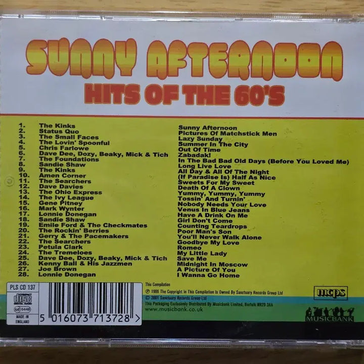 [BUNJANG] Sunny Afternoon Hits of the 60s CD / CD 음반 Sunny Afternoon Hits of the 60s