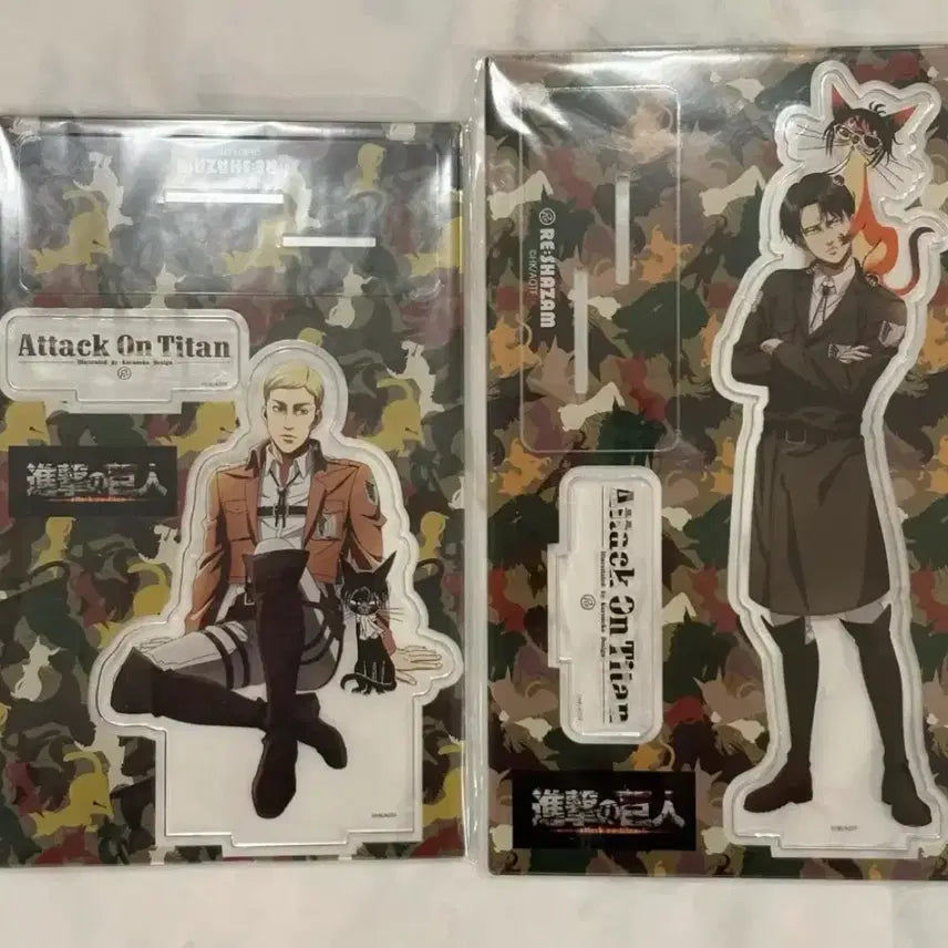 [BUNJANG] Attack on Titan Levi Erwin Cat Acrylic Standee (Sealed) / 급전 진격거 리샤잠 고양이 아크릴 리바이 엘빈