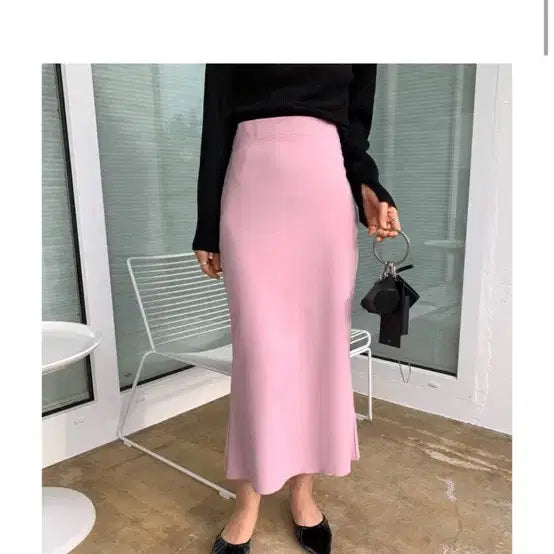 [BUNJANG] Mermaid Line Pink Long Skirt / 머메이드 핑크 롱스커트