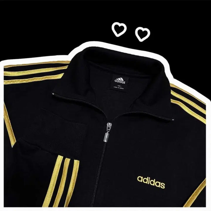 [BUNJANG] Adidas Black Gold Spell Logo Jersey Zip-up Track Top / 아디다스 블랙 골드 스펠로고 져지 집업 트랙탑