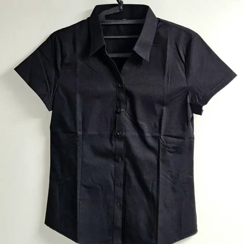 [BUNJANG] Black V-Neck Poly-Blend Shirt Blouse / 블랙 브이넥 폴리혼방셔츠 블라우스 남방 (여성용)