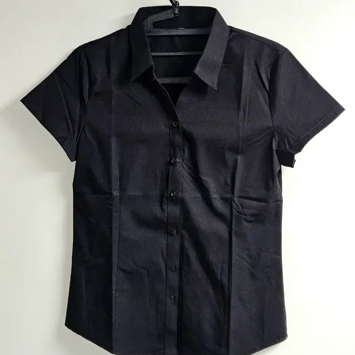 [BUNJANG] Black V-Neck Poly-Blend Shirt Blouse / 블랙 브이넥 폴리혼방셔츠 블라우스 남방 (여성용)