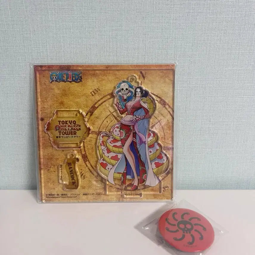 [BUNJANG] One Piece Tokyo Tower Limited Acrylic Stand &amp; Buggy Pirates Logo Can Badge Bundle Set / 일괄) 원피스 도쿄타워 한정 아크릴 +구사해적단 로고 캔뱃지