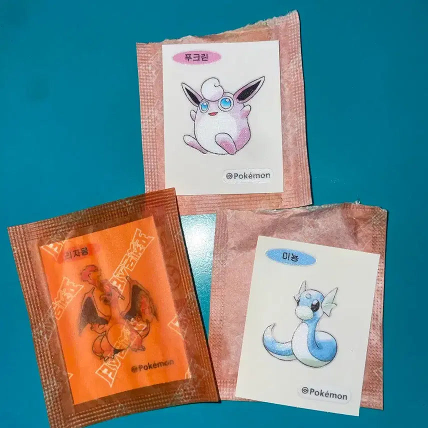 [BUNJANG] Pokemon Bread Stickers 3 Types (Charizard, Jigglypuff, Dratini) / 포켓몬 띠부씰 3종 (리자몽, 푸크린, 미뇽)