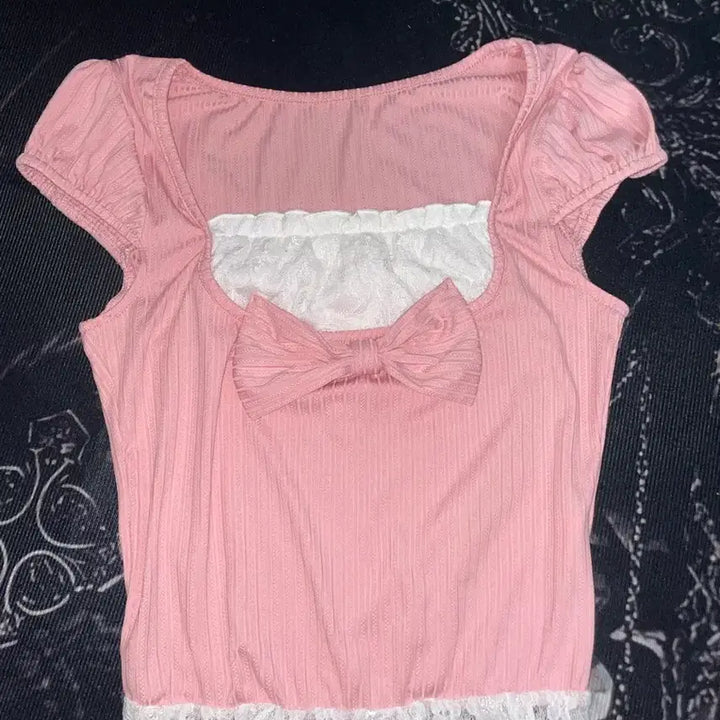 [BUNJANG] Vintage Hime Gyaru Ribbon Lace Top / 빈티지 히메갸루 리본 레이스탑