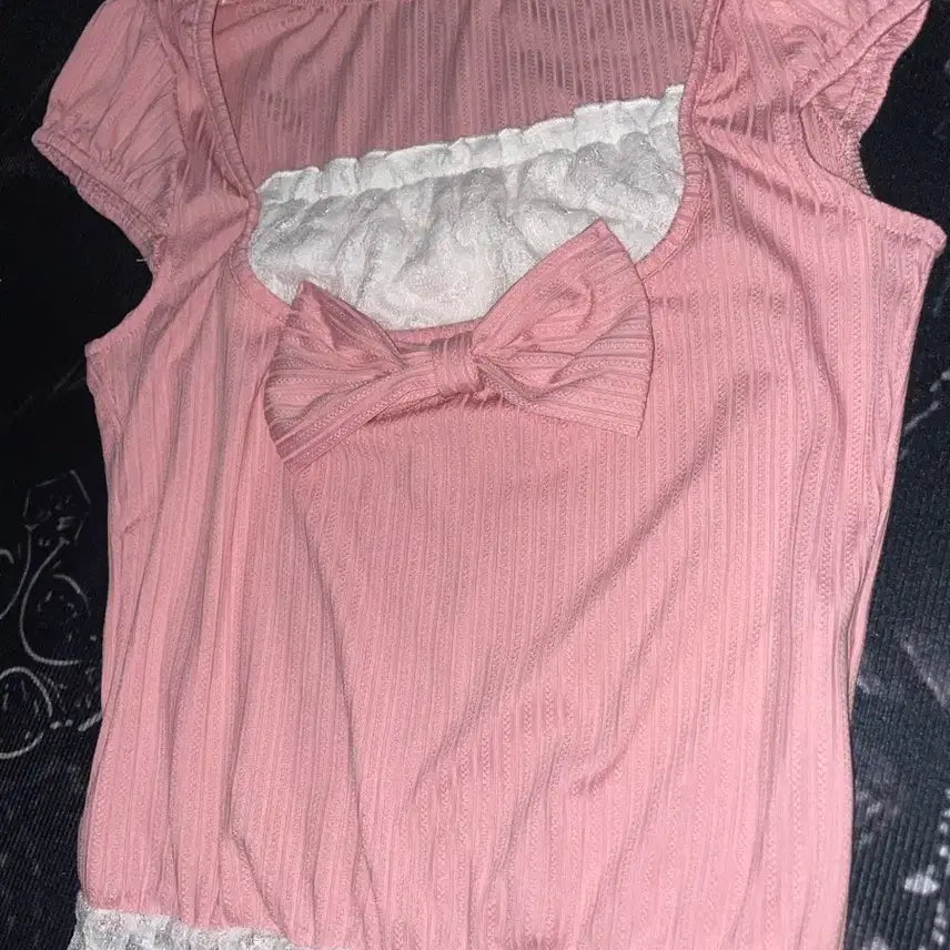 [BUNJANG] Vintage Hime Gyaru Ribbon Lace Top / 빈티지 히메갸루 리본 레이스탑