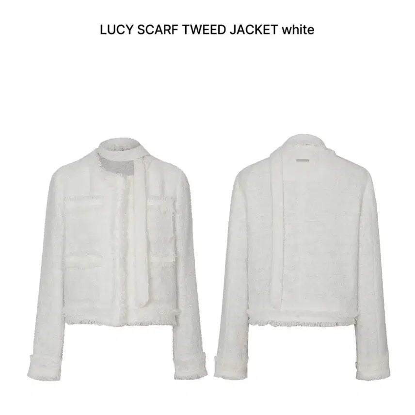 [BUNJANG] Pain Or Pleasure Lucy Tweed Scarf Jacket White / 페인오어플레져 루시 스카프 트위드 자켓 화이트