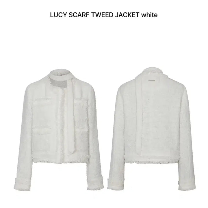 [BUNJANG] Pain Or Pleasure Lucy Tweed Scarf Jacket White / 페인오어플레져 루시 스카프 트위드 자켓 화이트