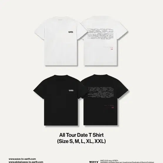 [BUNJANG] Wave To Us All Tour Date T-Shirt White / 웨이브투어스 올 투어 데이트 반팔 티셔츠 화이트