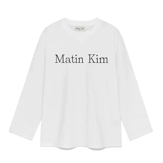[BUNJANG] Matin Kim Logo Typo Long Sleeve Top White / 마뗑킴 긴팔 롱슬리브 티셔츠 화이트