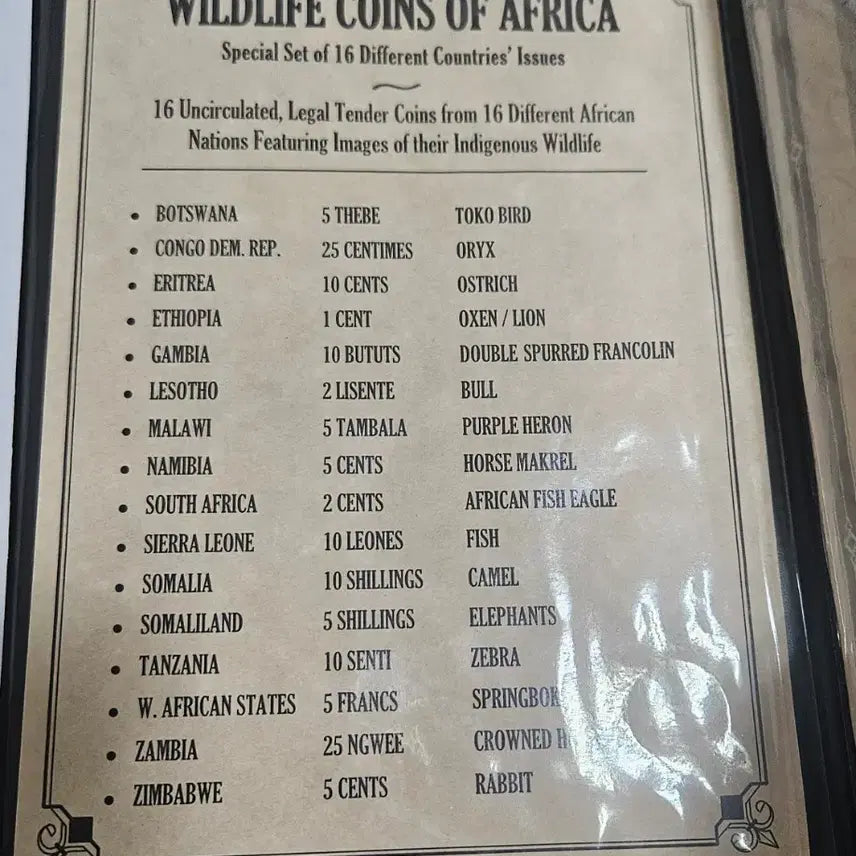 [BUNJANG] African Wildlife Coin Collection Book Set (16 Nations) / 아프리카 16개국 야생동물 주화 북세트