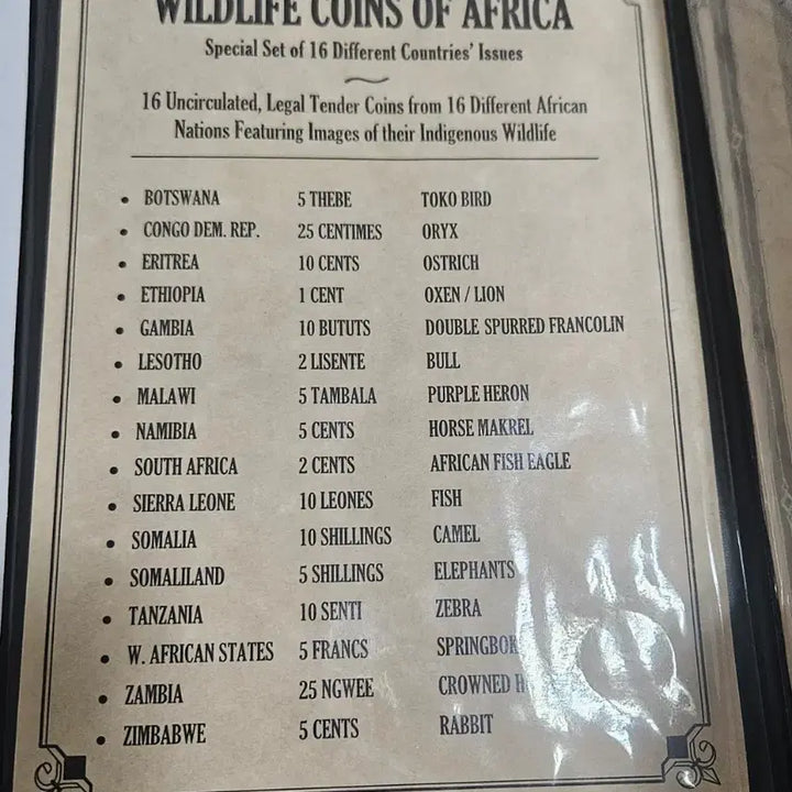 [BUNJANG] Africa 16 Nations Wildlife Coin Collection Book Set / 아프리카 16개국 야생동물 주화 북세트