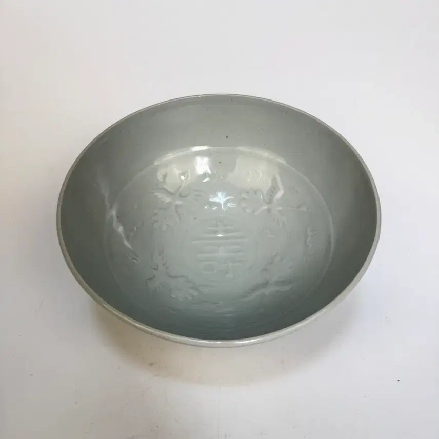 [BUNJANG] Yingqing Celadon Porcelain Longevity Motif Large Bowl / 영청백자 장수도문 대완