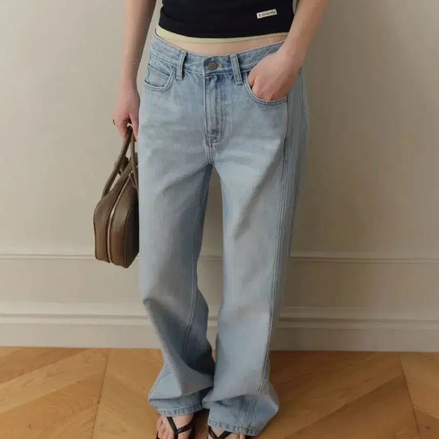 [BUNJANG] For You On Leon Side Panel Loose Denim / (새상품)포유온 리온 사이드 패널 루즈 데님