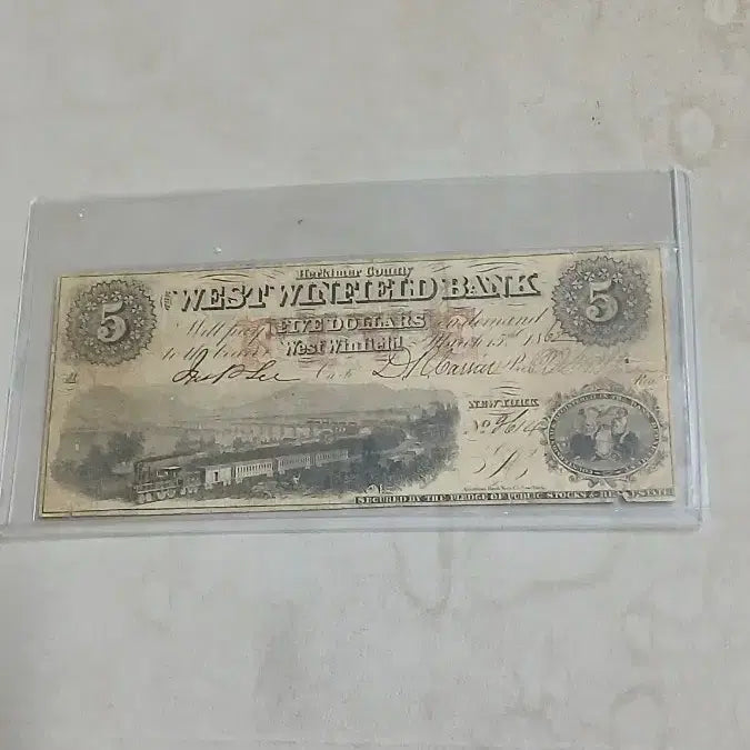 [BUNJANG] Westfield Bank 1862 $5 Note / 1862년 미국 웨스트 윈필드 은행권 5달러
