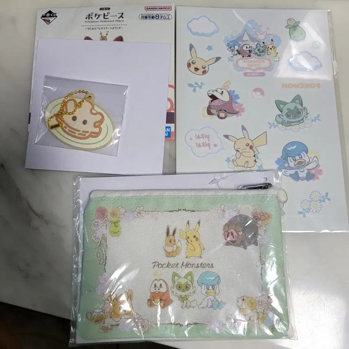 [BUNJANG] Pokemon Pokepi Goods Pouch, Keyring, Sticker Set / 포켓몬 포켓피스 G상 파우치, I상 키링 ,스티커 굿즈 세트