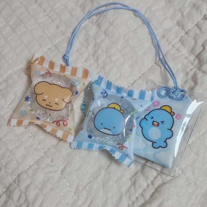 [BUNJANG] Pixel Lee Zamttel, Deokgae Snack Bag Keychain &amp; Zamttel Amulet Keychain Bundle Set / 픽셀리 잠뜰 덕개 과자봉지 키링 +  잠뜰 부적 키링 일괄