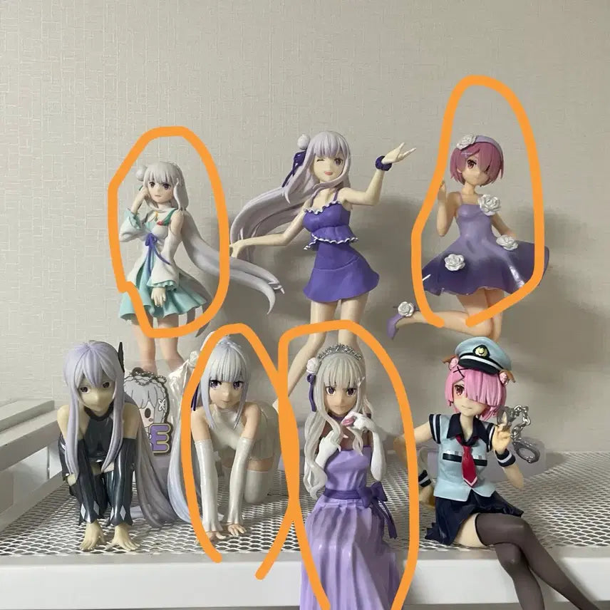 [BUNJANG] Re:Zero Emilia Ram Echidna Figure Bundle Set / 리제로 에밀리아 람 에키드나 피규어 일괄