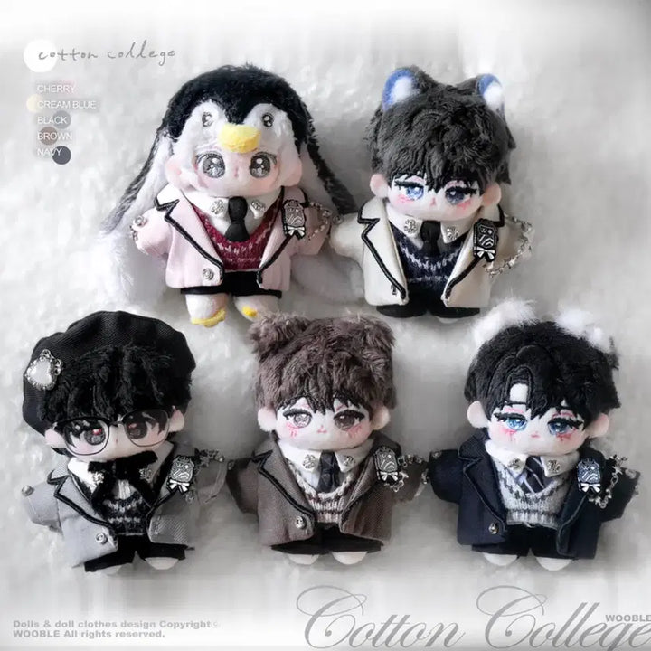 [BUNJANG] 5cm Doll Clothes Woobel Cotton College All-in-One Set / 5cm 인형 옷 우블 코튼컬리지 올인 원가 양도