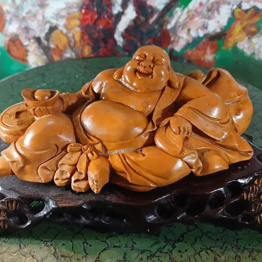 [BUNJANG] Carved Wooden Piglet Monk Figurine / 나무 불상 복돼지 동자상