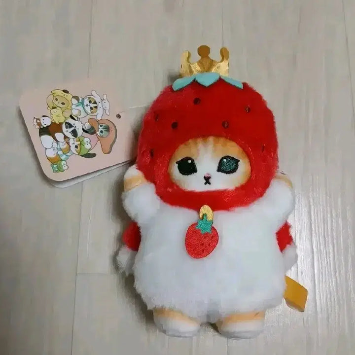 [BUNJANG] Sanrio Mofusand Strawberry King Mofusand Mascot Plush Keychain / 산리오 모프샌드 딸기 모후샌드 마스코트 인형 키링 모후산도