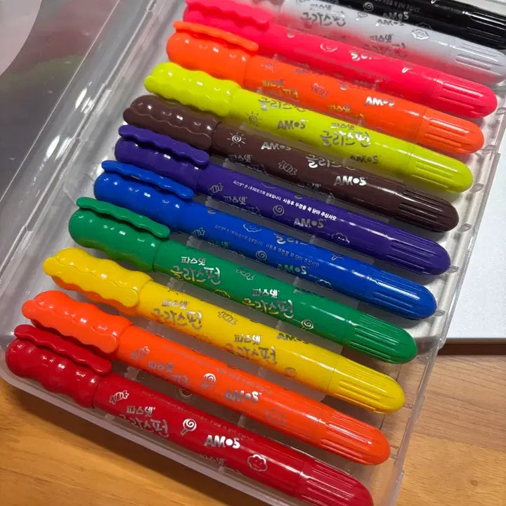 [BUNJANG] Amos Posnet Glass Fun Glass Marker 12-Color Set / 아모스 유리거울용 파스넷 글라스펀 12색SET