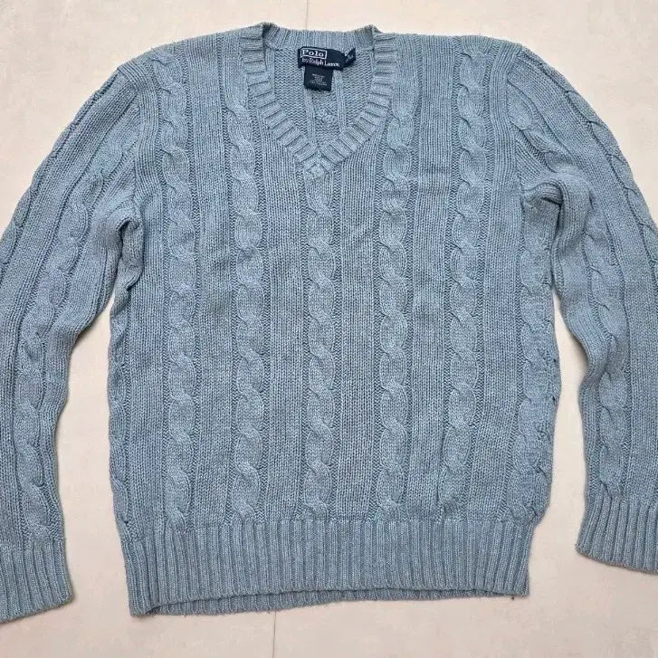 [BUNJANG] Polo Ralph Lauren Cable Knit V-Neck Sweater (M) / 폴로 꽈배기 니트 브이넥 M사이즈